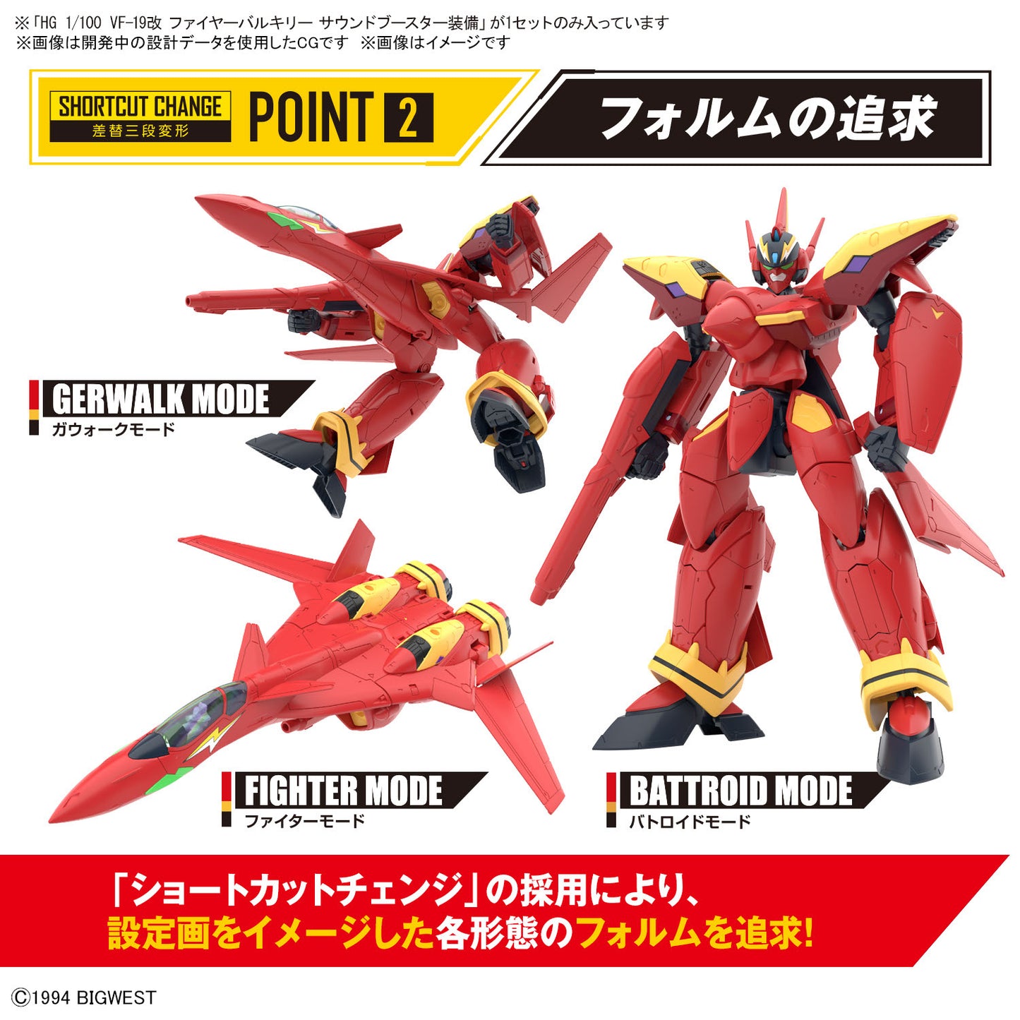 Bandai HG 1/100 VF-19 CUSTOM FIRE VALKYRIE WITH SOUND BOOSTER