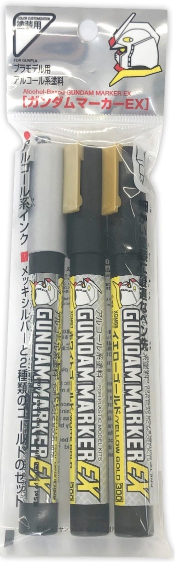 GUNDAM MARKER EX PLATED SILVER AND 2 EX GOLD COLORS