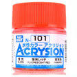 Mr. Hobby Acrysion N101 - Fluorescent Red (Semi-Gloss/Primary) Bottle Paint