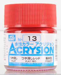 Mr. Hobby Acrysion N13 - Flat Red (Gloss/Primary) Bottle Paint