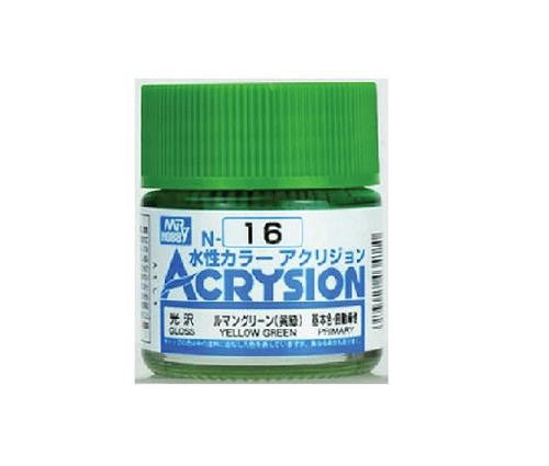 Mr. Hobby Acrysion N16 - Yellow Green (Gloss/Primary) Bottle Paint
