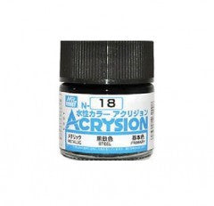 Mr. Hobby Acrysion N18 - Steel (Metallic/Primary) Bottle Paint