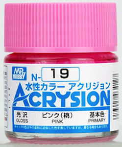 Mr. Hobby Acrysion N19 - Pink (Gloss/Primary) Bottle Paint