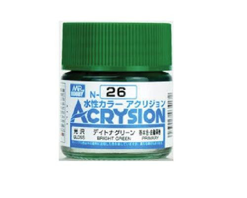 Mr. Hobby Acrysion N26 - Bright Green (Gloss/Primary) Bottle Paint