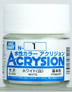 Mr. Hobby Acrysion N1 - White (Gloss/Primary) Bottle Paint
