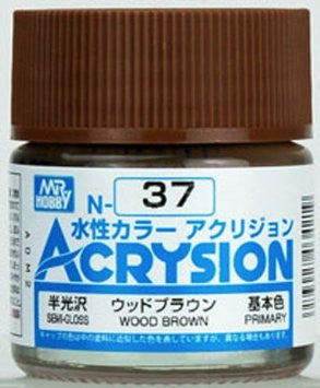 Mr. Hobby Acrysion N37 - Wood Brown (Semi-Gloss/Primary) Bottle Paint