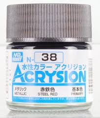 Mr. Hobby Acrysion N38 - Steel Red (Metallic/Primary) Bottle Paint