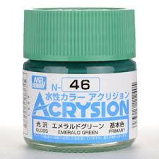 Mr. Hobby Acrysion N46 - Emerald Green (Gloss/Primary) Bottle Paint