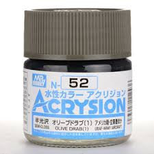 Mr. Hobby Acrysion N52 - Olive Drab 1 (Semi-Gloss/Aircraft) Bottle Paint