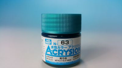 Mr. Hobby Acrysion N63 - Metallic Blue Green (Metallic/Aircraft) Bottle Paint