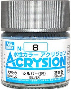 Mr. Hobby Acrysion N8 - Silver (Metallic/Primary) Bottle Paint