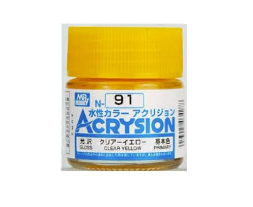 Mr. Hobby Acrysion N91 - Clear Yellow (Gloss/Primary) Bottle Paint