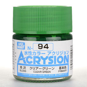 Mr. Hobby Acrysion N94 - Clear Green (Gloss/Primary) Bottle Paint