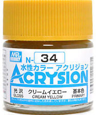 Mr. Hobby Acrysion N34 - Cream Yellow (Gloss/Primary) Bottle Paint