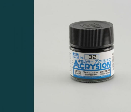 Mr. Hobby Acrysion N32 - German Gray (3/4Flat/German Tank) Bottle Paint