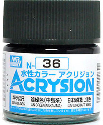 Mr. Hobby Acrysion N36 - IJN Green Nakajima (Semi-Gloss/Aircraft) Bottle PaintBottle Paint