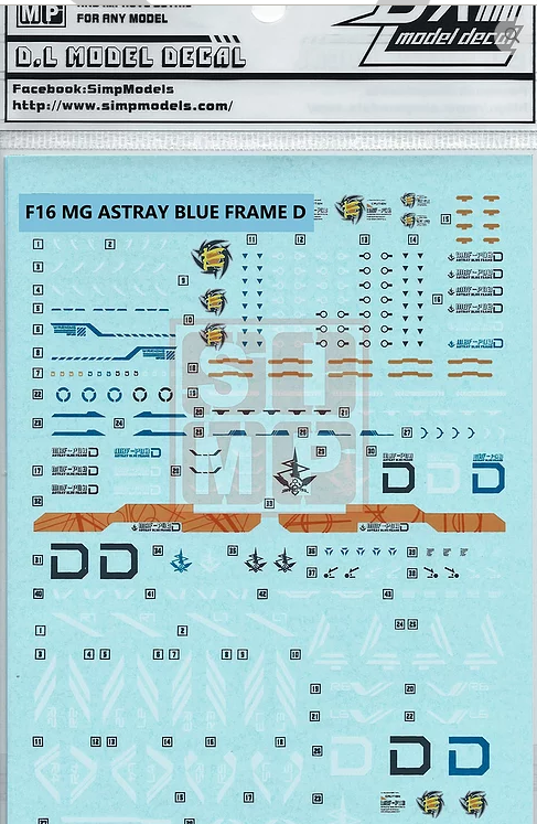 HiRes Water Slide Decal #F16 MG 1/100 Astray Gundam Blue Frame D