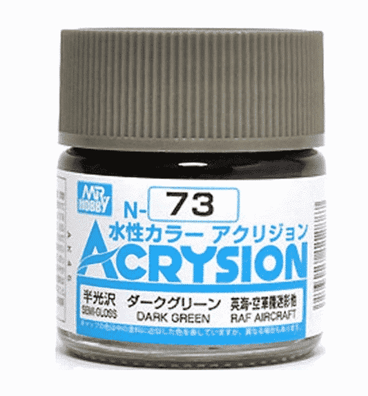 Mr. Hobby Acrysion N73 - Dark Green (Semi-Gloss/Aircraft) Bottle Paint