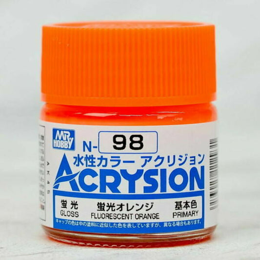 Mr. Hobby Acrysion N98 - Fluorescent Orange (Gloss/Primary) Bottle Paint
