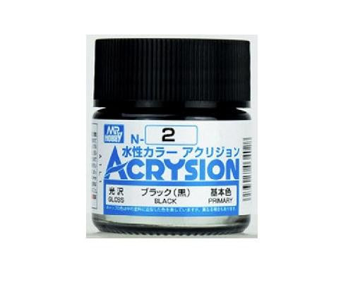 Mr. Hobby Acrysion N2 - Black (Gloss/Primary) Bottle Paint