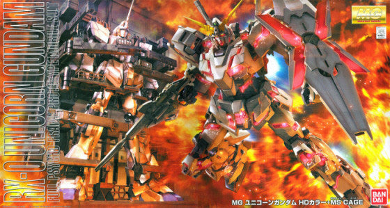 MG 1/100 Unicorn Gundam HD Color + Cage