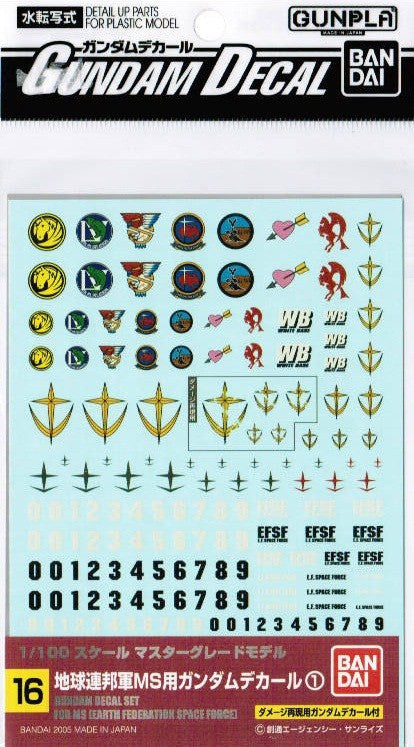 Gundam Decal #16 - Gundam Decal Set for MS (EFSF)