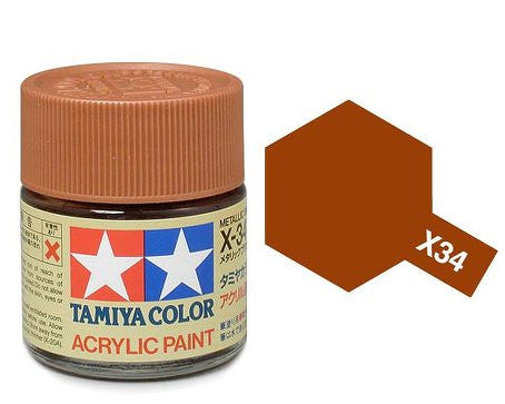 Tamiya Color Acrylic Paint Mini Bottle X-34 Metallic Brown