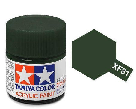 Tamiya Color Acrylic Paint Mini Bottle XF-81 Dark Green 2 (RAF)